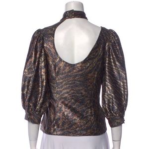 Ganni sparkle animal print top